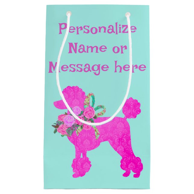Pink Poodle Party Personalized Gift Bag (Front)