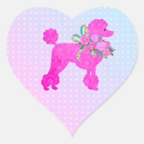 Pink Poodle Party Supplies Heart Sticker