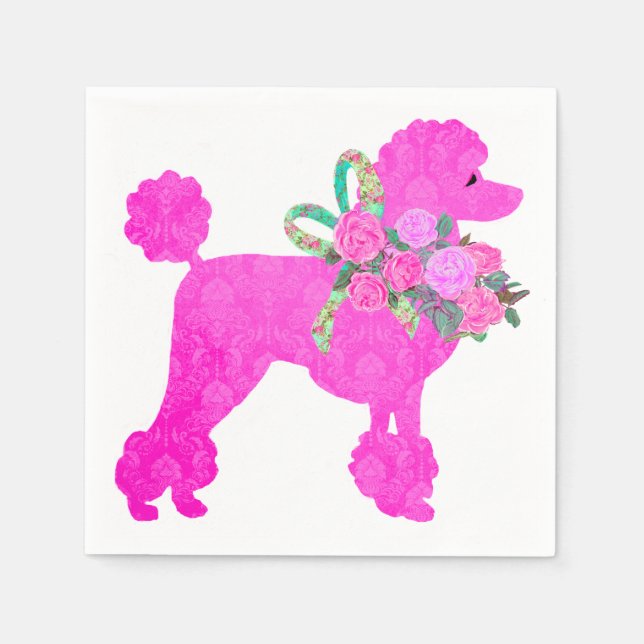 Pink Poodle Party Supplies Napkins (Front)