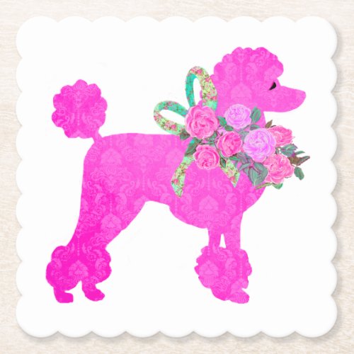 Pink Poodle Party Supplies Paper Coaster