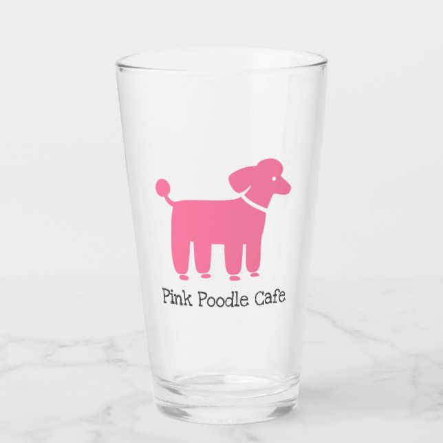 Pink Poodle Personalized | Dog Lover's Drinking Glass (Front)