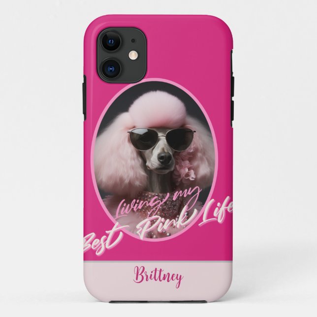  Pink Poodle Personalized iPhone Case (Back)