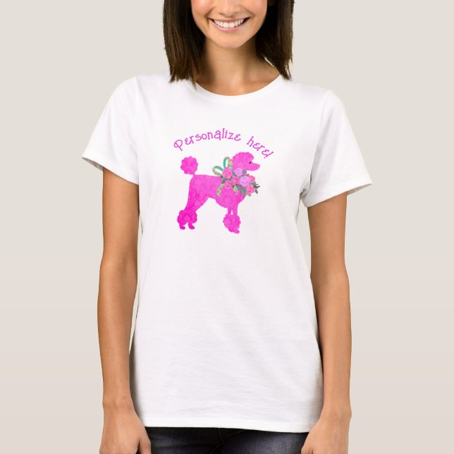 Pink Poodle Personalized Women's T-Shirt (Front)