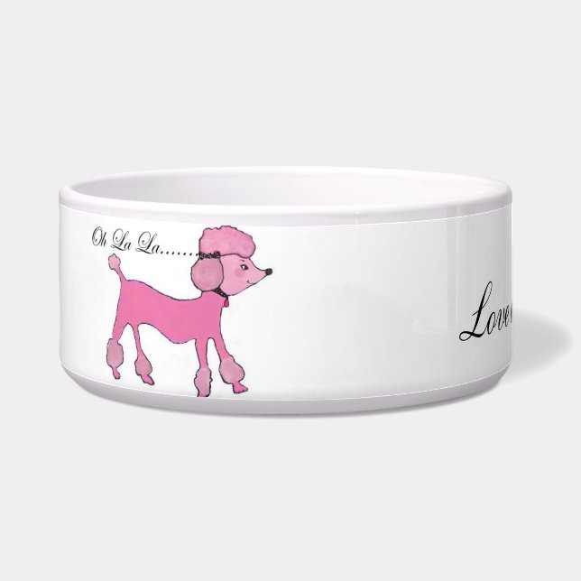 Pink Poodle Pet Bowl (Left)