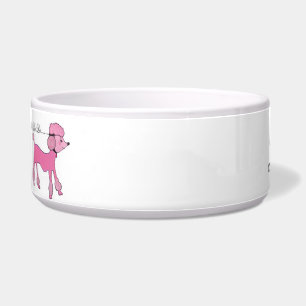 Pink poodle pet bowl