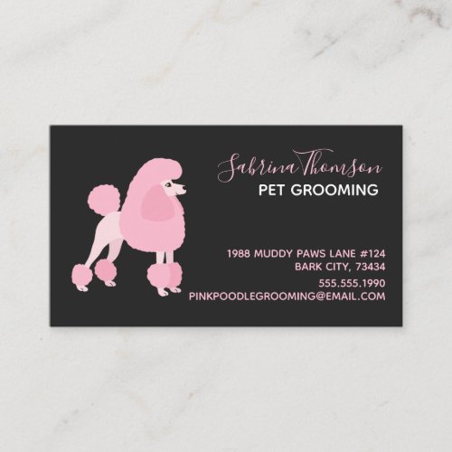 Pink Poodle Pet Grooming Business Card