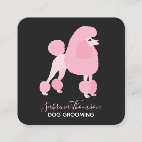 Pink Poodle Pet Grooming Square Business Card