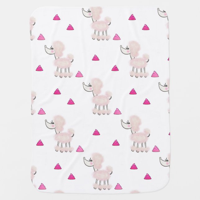Pink Poodle Poop baby blanket (Front)