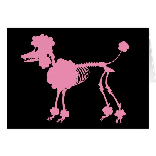 Pink Poodle Skeleton Cards (Front Horizontal)