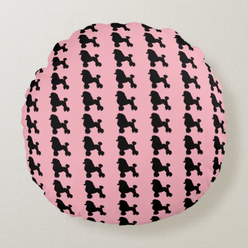 Pink Poodle Skirt Inspired Round Pillow