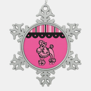 Pink Poodle Snowflake Ornament