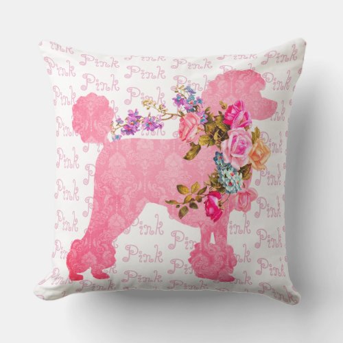 Pink Poodle  Throw Pillow