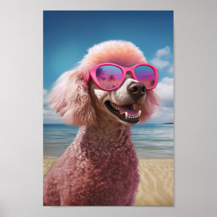 Pink Poodle Tropical Paradise Poster