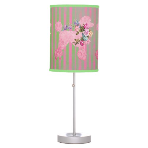 Pink Poodle Vintage Patterns  Table Lamp