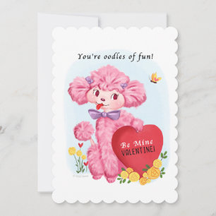 Pink Poodle Vintage Valentine  Holiday Card