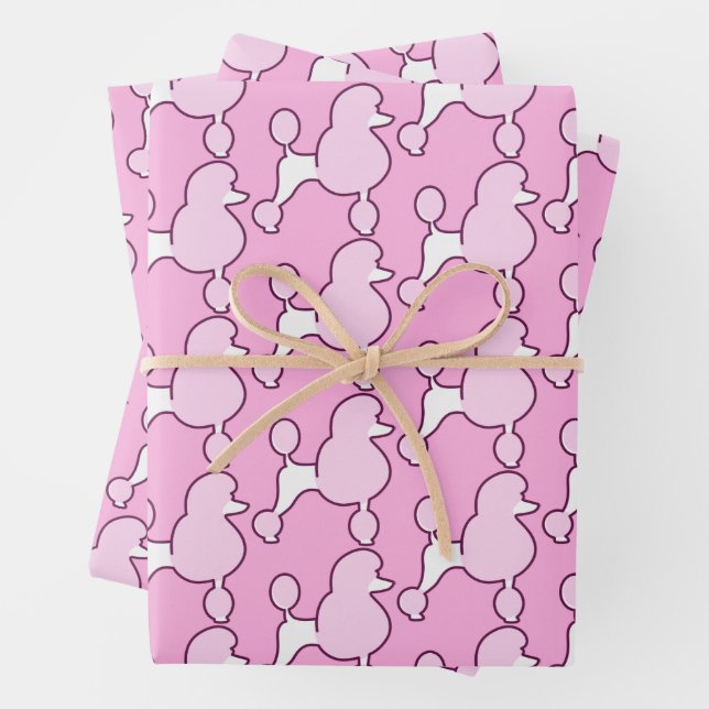 Pink Poodle Wrapping Paper Sheets (In situ)