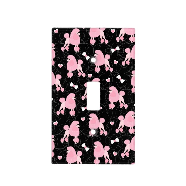 Pink Poodles and Bows Pattern Light Switch Cover (Front)