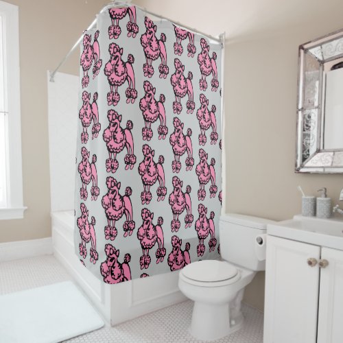 Pink Poodles Bathroom Shower Curtain