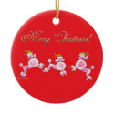 Pink Poodles Dancing Christmas Tree Ornament ornament