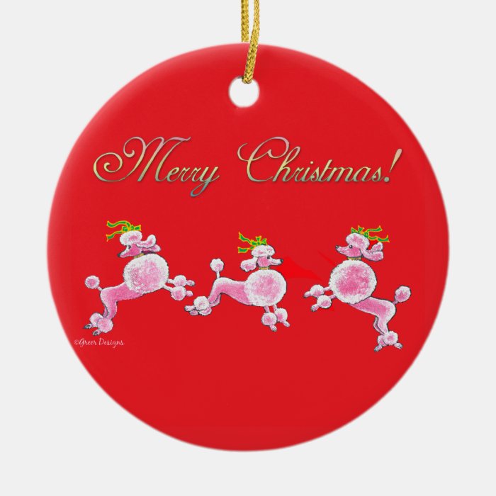 Pink Poodles Dancing Christmas Tree Ornament