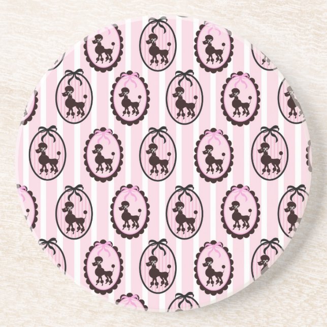 Pink Poodles Drink Coaster (Front)