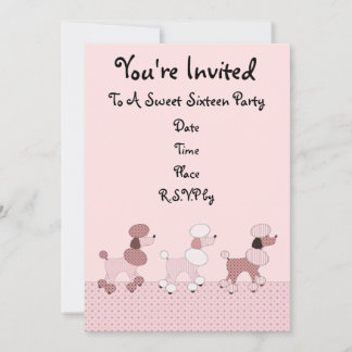 Pink Poodles On Parade Invitation