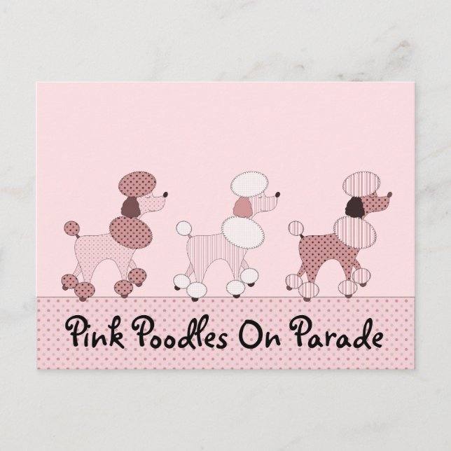 Pink Poodles On Parade Postcard (Front)