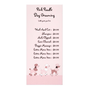 Pink Poodles On Parade Pricing Menu Card