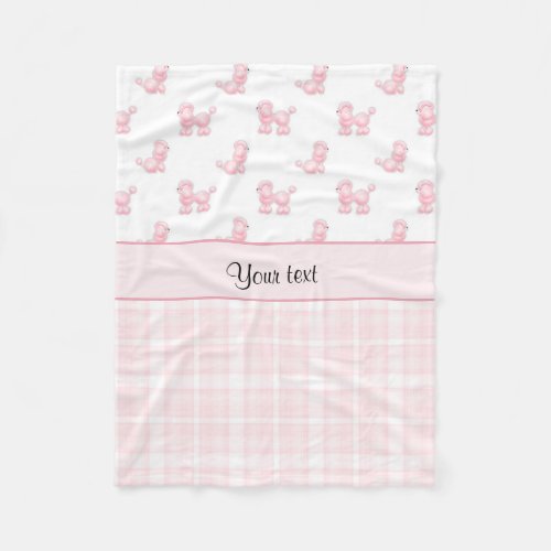 Pink Poodles  Pink Checks Fleece Blanket