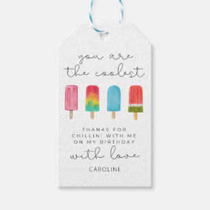 Pink Pool Chilling Birthday Party Favor Gift Tags