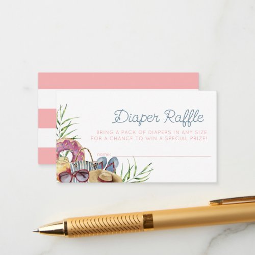 Pink Pool Party Baby Shower Diaper Raffle Ticket Enclosure Card