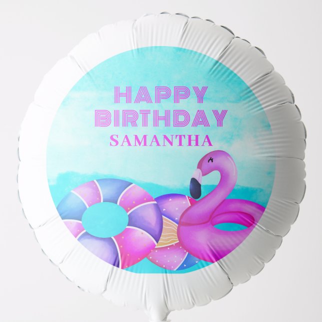Pink Pool Party Birthday  Balloon (Front)