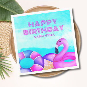 Pink Pool Party Birthday Napkins