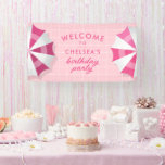 Pink Pool Party Birthday Welcome Banner<br><div class="desc">Throw a birthday party by the pool with this modern "palm springs" inspired pool party welcome sign.</div>