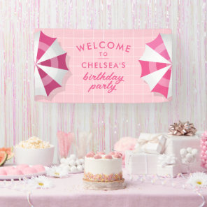 Pink Pool Party Birthday Welcome Banner