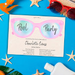 Pink pool party holographic glasses Sweet 16 Invitation<br><div class="desc">Modern pool party holographic glasses Sweet 16 with cute and chic trendy pink and holographic sunglasses on a light pastel blush pink water background,  the color can be changed. A fun and cool summer party invitation</div>