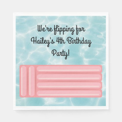 Pink Pool Party Personalized Napkins