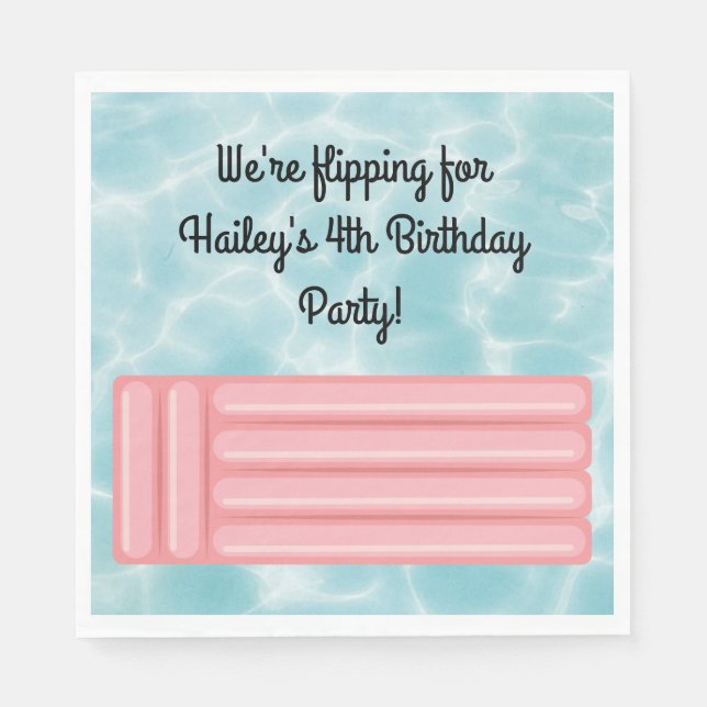 Pink Pool Party Personalized Napkins (Front)