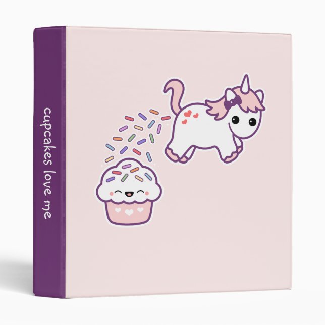 Pink Pooping Unicorn 3 Ring Binder (Front/Spine)