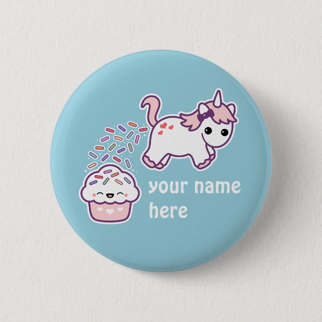 Pink Pooping Unicorn Button (Front)