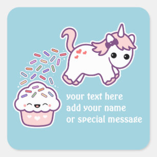 Pink Pooping Unicorn Square Sticker