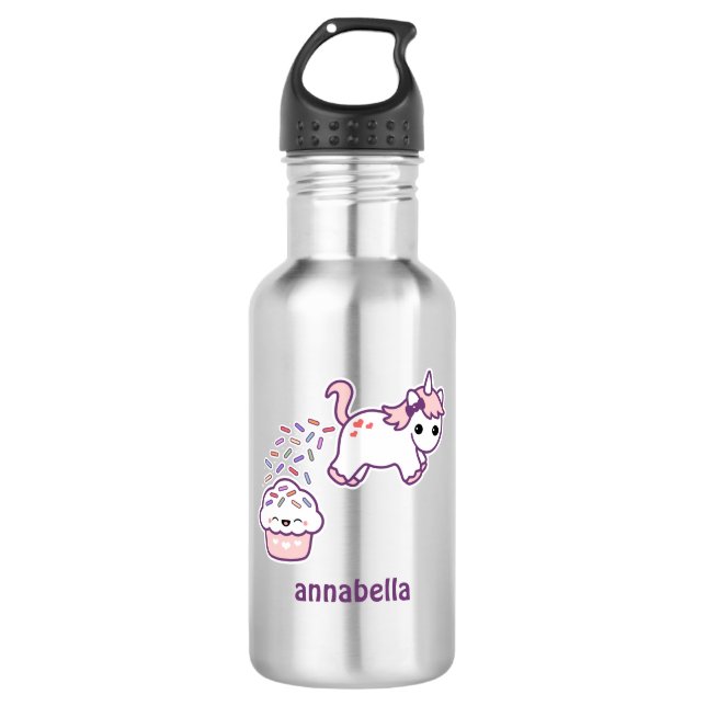 Pink Pooping Unicorn Water Bottle (Front)