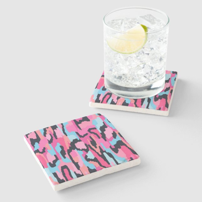 Pink Pop Abstract Stone Coaster (Side)