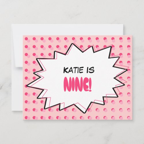 Pink Pop Art Birthday Party Invitation