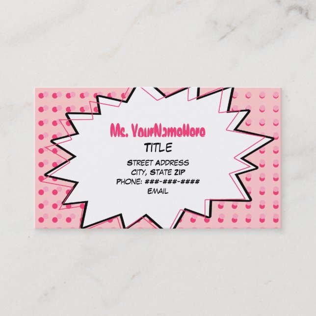 Pink Pop Art Business Card (Front)