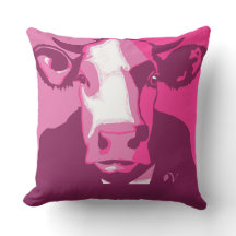 Pink Pop Art Cow Pillow
