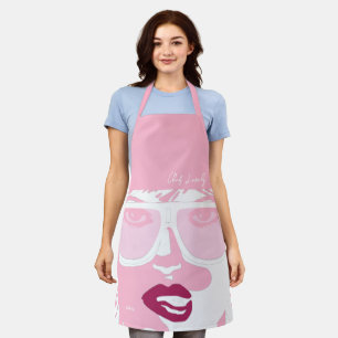 Pink Pop Art Pretty Woman Sunglasses and Pink Lips Apron