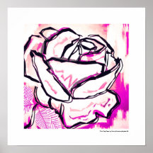 Pink Pop Art Rose Watercolor Flower Wall Decor Gif