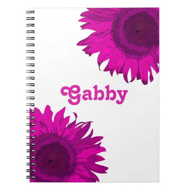 Pink Pop Art Sunflower Notebook (Front)