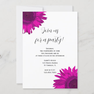 Pink Pop Art Sunflower Party Invitation
